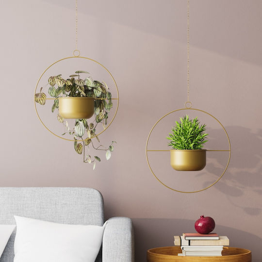 Aberto Design Suspendat Ghiveci Metalic Galben 40x40x40εκ.