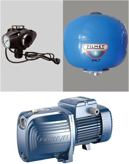 Pedrollo MONTAGE JSWm 2CX + Single Phase Water Pressure Pump with 24 Litre Container 1hp