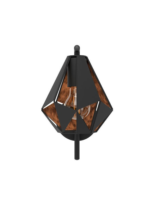 Eglo Carlton Industrial Wall Lamp with E27 Socket Black 16x22.5x16cm