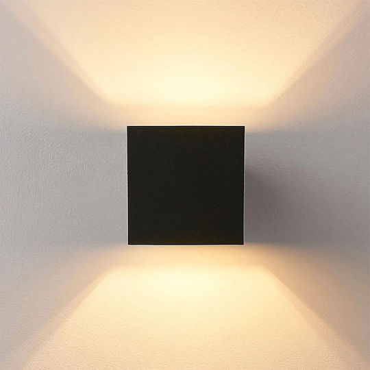 Επιτοίχιο Εξωτερικό Φωτιστικό LED IP65 12W με Θερμό Λευκό Φως Διπλής Δέσμης 10x10εκ.