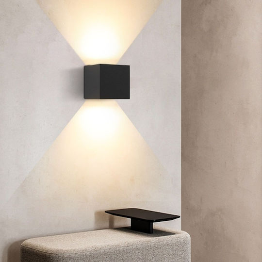Επιτοίχιο Εξωτερικό Φωτιστικό LED IP65 12W με Θερμό Λευκό Φως Διπλής Δέσμης 10x10εκ.