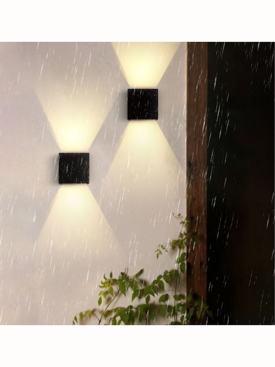 Lumină de exterior montată pe perete LED IP65 12W cu Alb Cald Lumină Dublu Fascicul 10x10εκ.