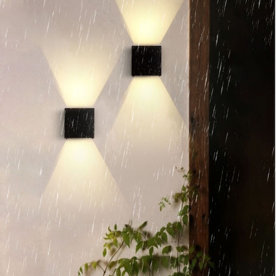 Επιτοίχιο Εξωτερικό Φωτιστικό LED IP65 12W με Θερμό Λευκό Φως Διπλής Δέσμης 10x10εκ.