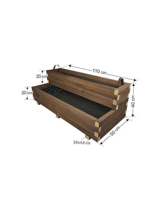 Tesias Planter Box Wooden Beige 50x110x40cm.