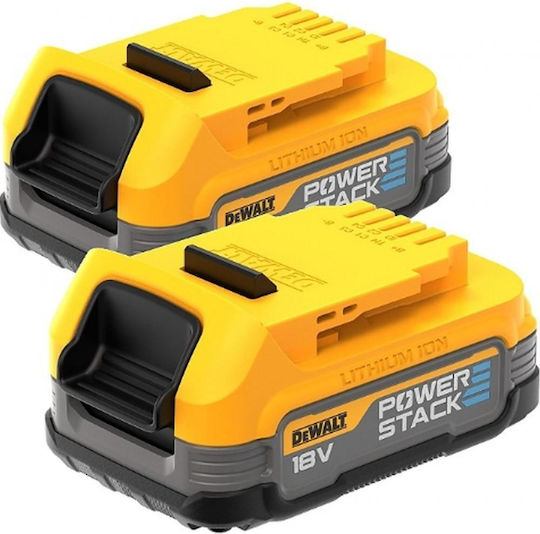 DEWALT Σετ 2 Μπαταριών Εργαλείου Λιθίου 18V με Χωρητικότητα 1.7Ah Powerstack