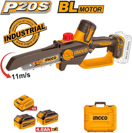 Ingco Кастрене Безчетков 20V 1.1кг с шина 15см