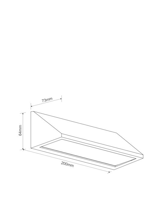 Adeleq Стенно Външно Осветително Тяло LED IP65 8W с Регулируемо бяло Светлина 20x7.3x6.4εκ.