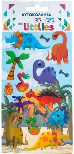 The Littlies Puffy Dinosaur Stickers Green Blue For Children 3+ Years 12 Pieces