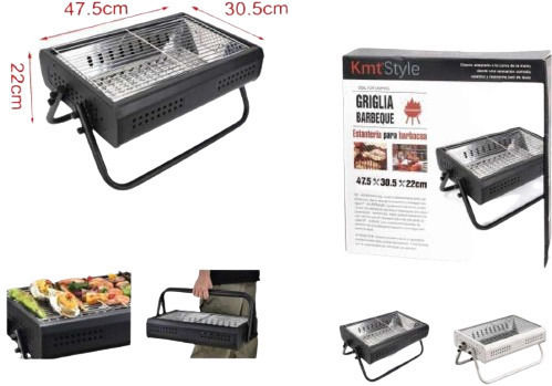 Folding Stainless steel Portable Charcoal Grill 47.5cmx30.5cm