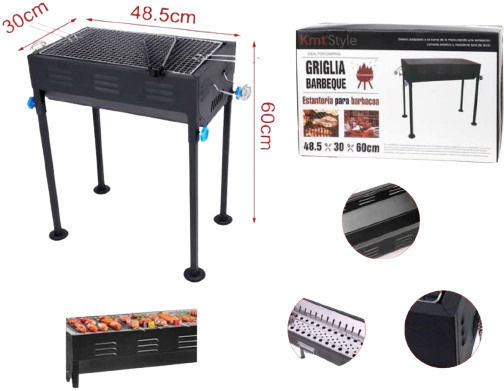 Rostfreier Stahl Tragbar Holzkohlegrill 48.5cmx30cm