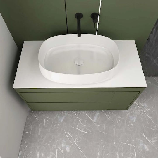 Orabella Waschtisch ohne Waschbecken mit Spiegel Matte White