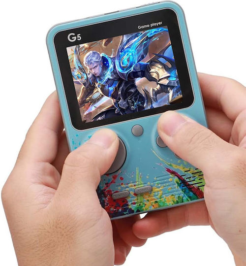 Techkidz 500-Spiele Konsole Emulator Multiplayer Joystick Streetart Modell Blau