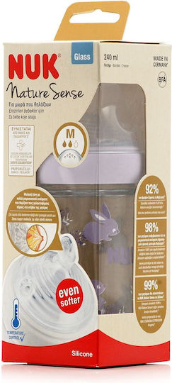 Nuk Glasflasche Nature Sense Fox Γαλάζιο Gegen Koliken mit Silikonsauger für 6-18 Monate Light Blue Tier - Blau 240ml