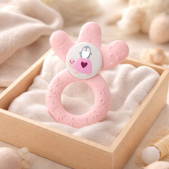 Mam Teething Ring with Water made of Silicone for 4 m+ Pink Penguin