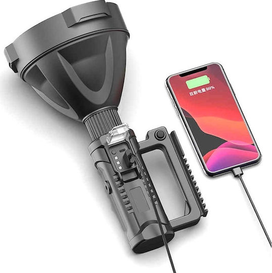 Wiederaufladbar Taschenlampe LED mit maximaler Helligkeit 3000lm Schwarz
