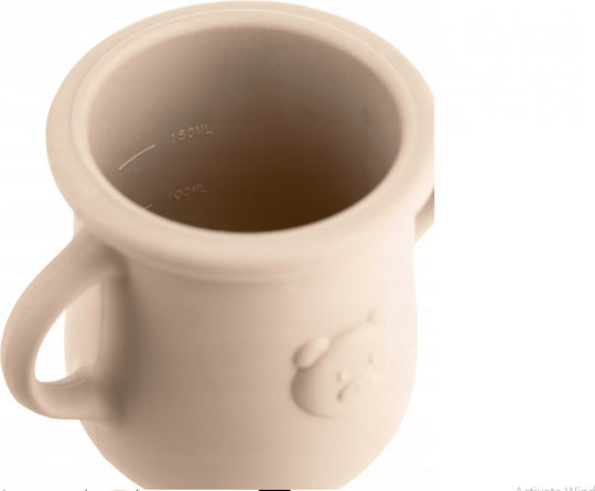 Kidnort Baby Cup with Handles and Straw made of Silicone Beige 200ml