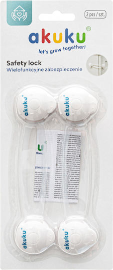 Akuku Cabinet & Drawer Lock with Sticker made of Plastic in White Color 26.5x11x1εκ. 2pcs
