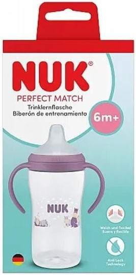 Nuk Cup Εκπαιδευτικό Μπιμπερό Πλαστικό με Λαβές Μωβ για 6m+ 260ml