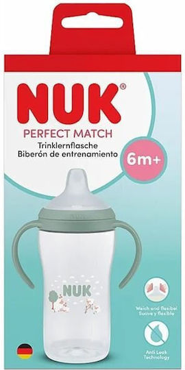 Nuk Cup Εκπαιδευτικό Μπιμπερό Πλαστικό με Λαβές Πράσινο για 6m+ 260ml