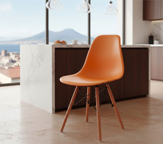 Fiore Kd Kitchen Polypropylene Chair Orange 46x53.5x81.5cm