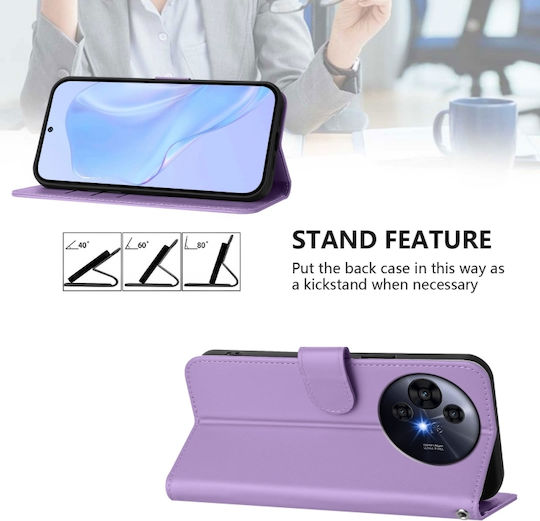 Skin Feel Solid Color Wallet Piele Lila (TCL 50 NXTPAPER 5G / TCL 50 Pro NXTPAPER 5G)