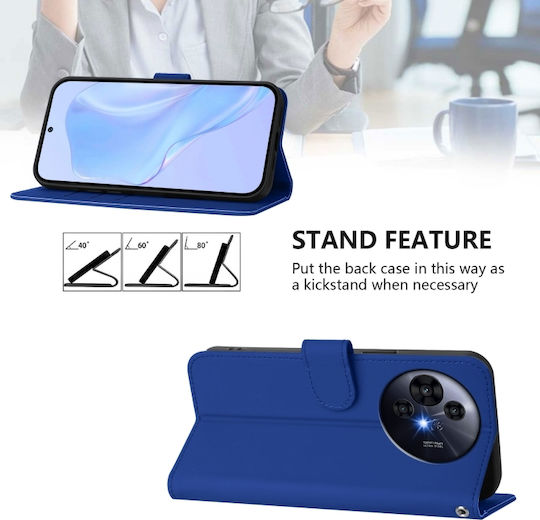 Skin Feel Solid Color Wallet Piele Albastru (TCL 50 NXTPAPER 5G / TCL 50 Pro NXTPAPER 5G)
