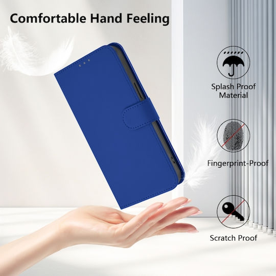 Skin Feel Solid Color Wallet Piele Albastru (TCL 50 NXTPAPER 5G / TCL 50 Pro NXTPAPER 5G)