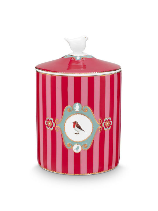 PiP Studio Love Birds General Use Vase with Lid Porcelain Red-Pink 1300ml 1 Piece