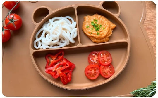Kidnort Baby Food Plate made of Silicone Brown