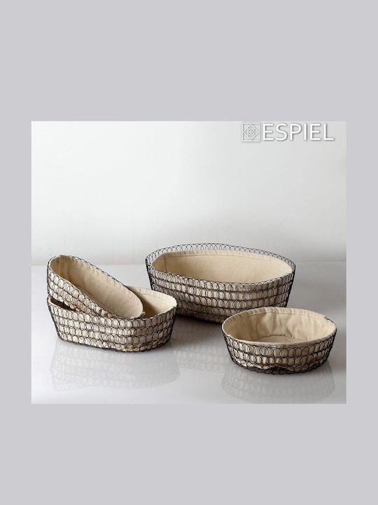 Espiel Ψωμιέρα Μεταλλική Μπεζ 22x13x6cm