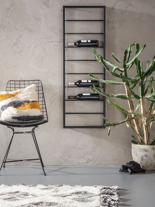 Kare Design Bistro Επιτοίχια Μπουκαλοθήκη Μεταλλική Μαύρη 42x6x120εκ.