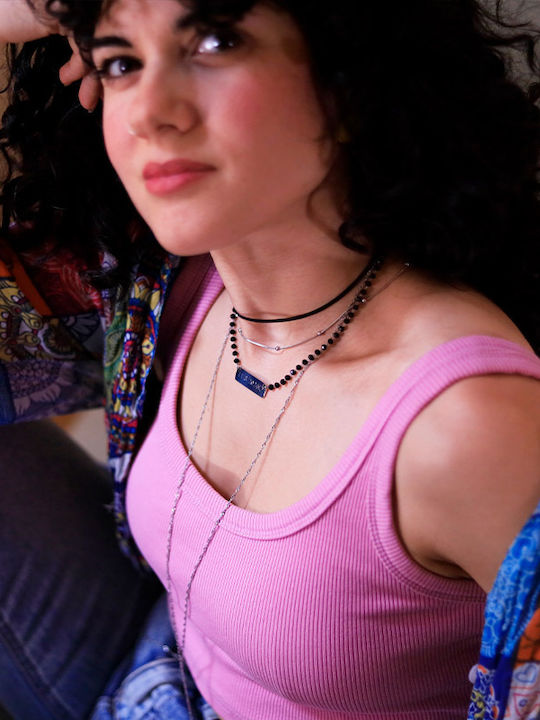 Theodora's Jewellery Choker από Επιχρυσωμένο Ατσάλι Μαύρο