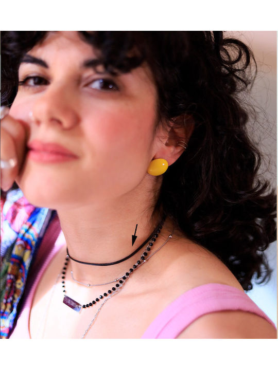 Theodora's Jewellery Choker από Επιχρυσωμένο Ατσάλι Μαύρο
