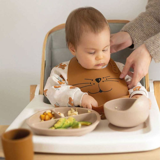 Trois Kilos Sept Trois Kilos Sept Baby- und Kinder-Essgeschirr aus Silikon mit Rutschfester Beigen Basis 4 Stück für 4+ Monate