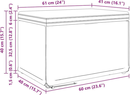 Hocker Für das Wohnzimmer Gepolstert mit Stoff Blue 61x41x40cm