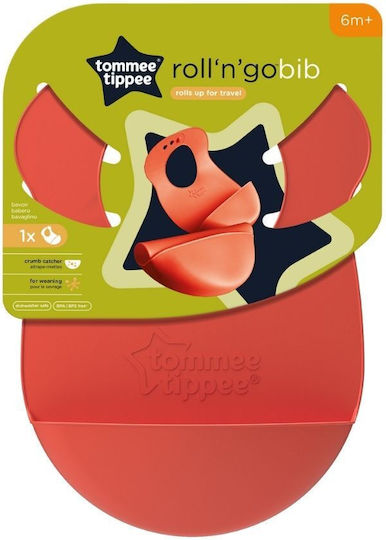 Tommee Tippee Roll`n Go Αδιάβροχη Σαλιάρα Σιλικόνης με Τσέπη Ροζ Tommee Tippee Roll`n Go Αδιάβροχη Σαλιάρα Σιλικόνης με Τσέπη Ροζ