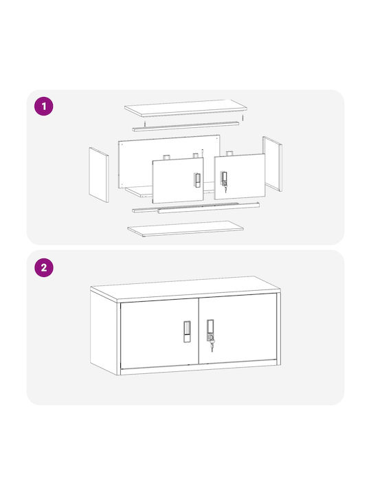 Ντουλάπι Γραφείου Μεταλλικό Λευκός 90x40x40cm