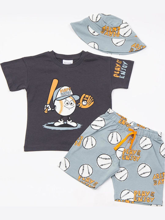 Kinder-Set mit Shorts Sommer 3Stück Anthracite