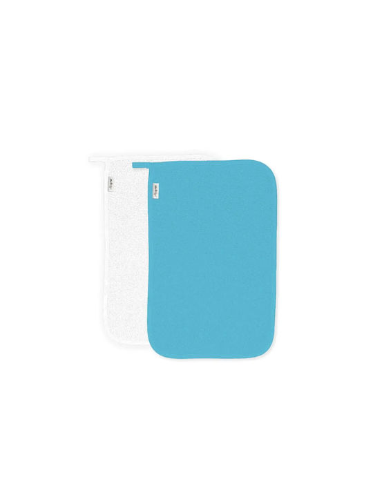 Interbaby Λαβέτες Ώμου από Μουσελίνα White, Turquoise 35x23εκ. 2τμχ