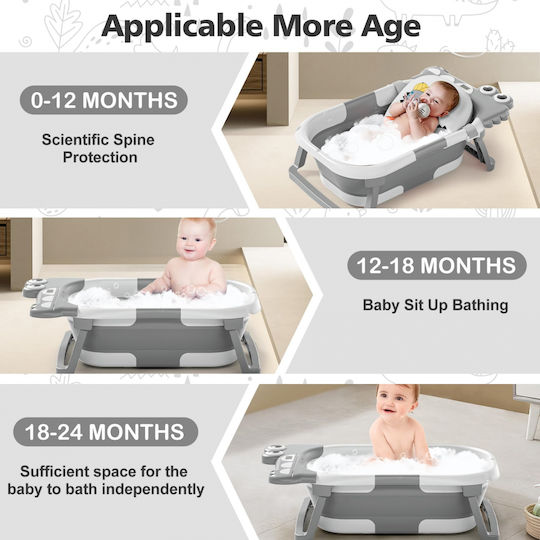 Little Mom Cadă pliabilă pentru bebeluși cu termometru Gri