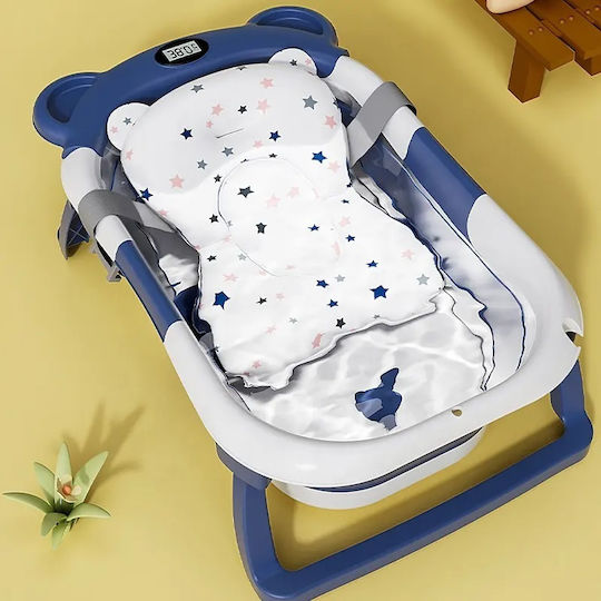 Little Mom Faltbare Babybadewanne mit Thermometer Blau