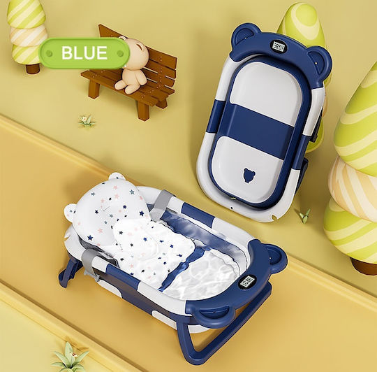 Little Mom Faltbare Babybadewanne mit Thermometer Blau