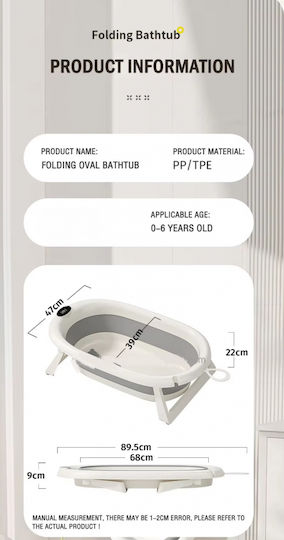Little Mom Foldable Baby Bath with Thermometer Gray