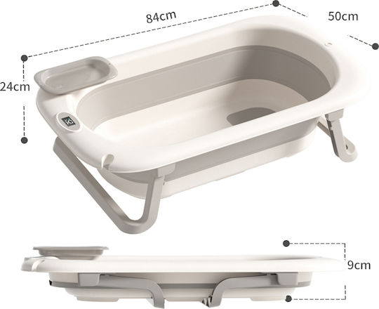 Little Mom Foldable Baby Bath with Thermometer Gray