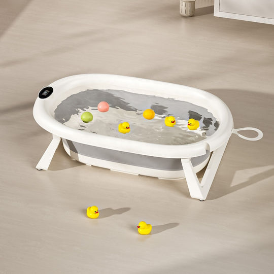 Little Mom Foldable Baby Bath with Thermometer Gray