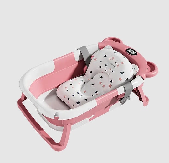 Little Mom Faltbare Babybadewanne mit Thermometer Rosa
