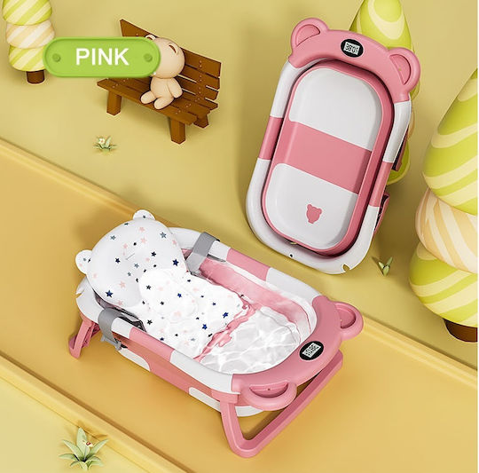 Little Mom Faltbare Babybadewanne mit Thermometer Rosa