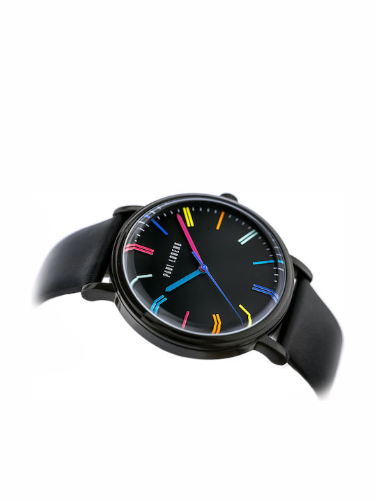 Paul Lorens Women's Watch with Black Leather Strap