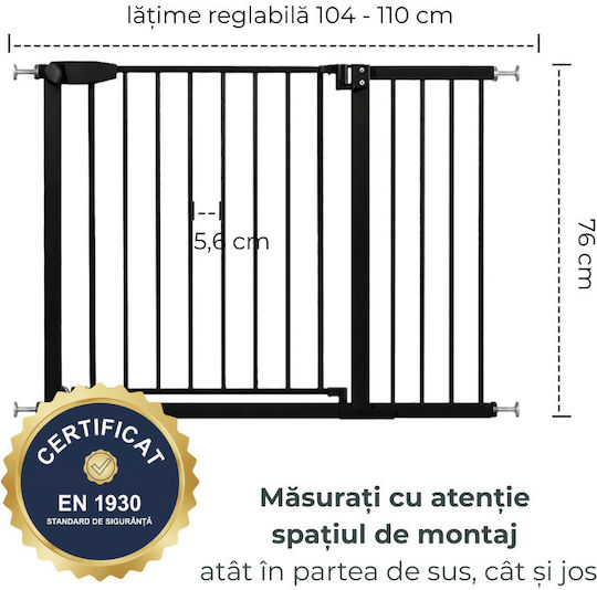 Kidizi Πόρτα Ασφαλείας σε Μαύρο Χρώμα