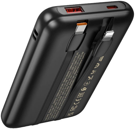Hoco Q37 Power Bank 10000mAh 22.5W with USB-A Port and USB-C Port Power Delivery Black